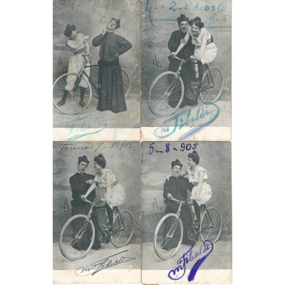 4 Cartes d'un Curé Coquin vers 1900